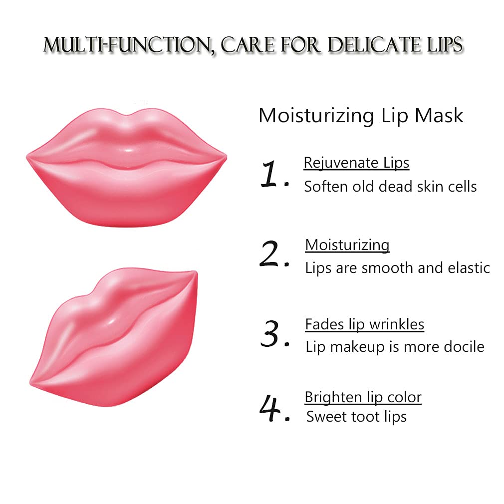 20Pcs Moisturizing/Plumping Lip Mask, Restores Moisture Mask for Dry Lips and Lines Overnight Care, Gel Treatment Masks  (Pink)