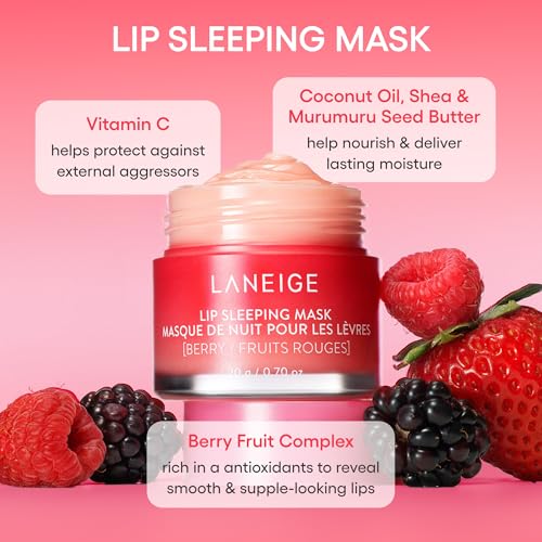 LANEIGE Lip Sleeping Mask Sweet Candy: Nourish, Hydrate, Vitamin C, Murumuru & Shea Butter, Antioxidants, Flaky, Dry Lips