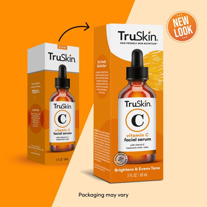 TruSkin Vitamin C Serum – Anti Aging Facial Serum with Vitamin C, Hyaluronic Acid, Vitamin E – Brightening Serum – Even Skin Tone, Improve Appearance of Dark Spots, Fine Lines & Wrinkles, 1 Fl Oz