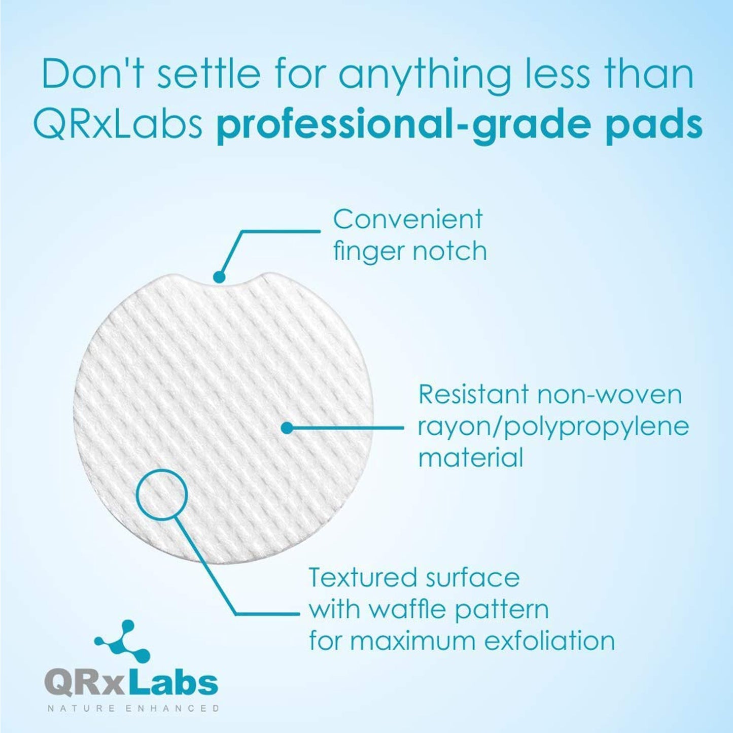 QRxLabs Glycolic Acid 10% Wrinkle Control Pads for Face & Body - 10% Glycolic Acid, Allantoin, Vitamins B5, C & E, Calendula & Green Tea Extract - Face Pads for Smooth Skin - Prevents Wrinkles & Lines