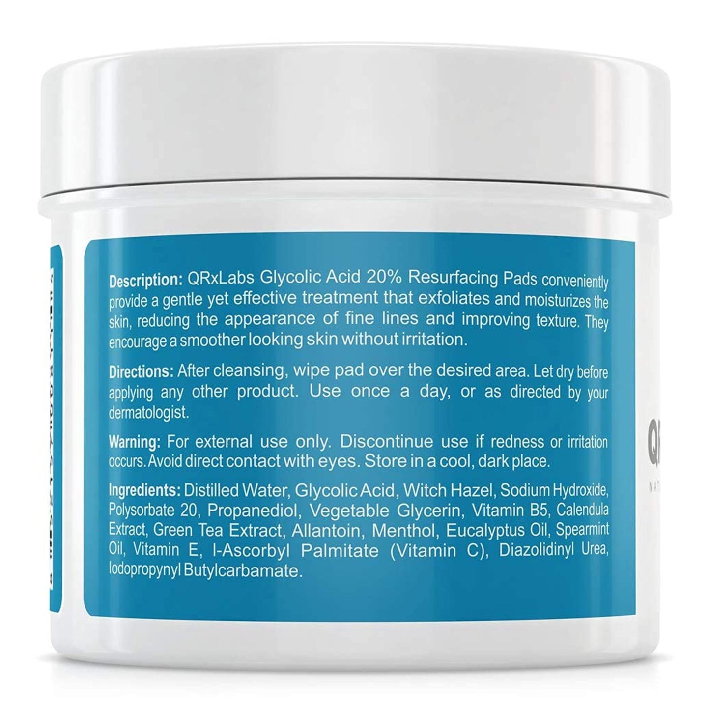 QRxLabs Glycolic Acid 10% Wrinkle Control Pads for Face & Body - 10% Glycolic Acid, Allantoin, Vitamins B5, C & E, Calendula & Green Tea Extract - Face Pads for Smooth Skin - Prevents Wrinkles & Lines